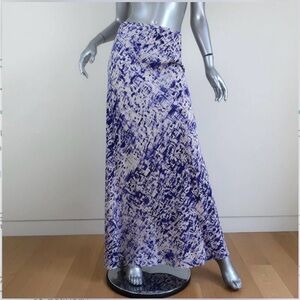 Gryphon Purple and White Maxi A-Line Skirt 100% Silk